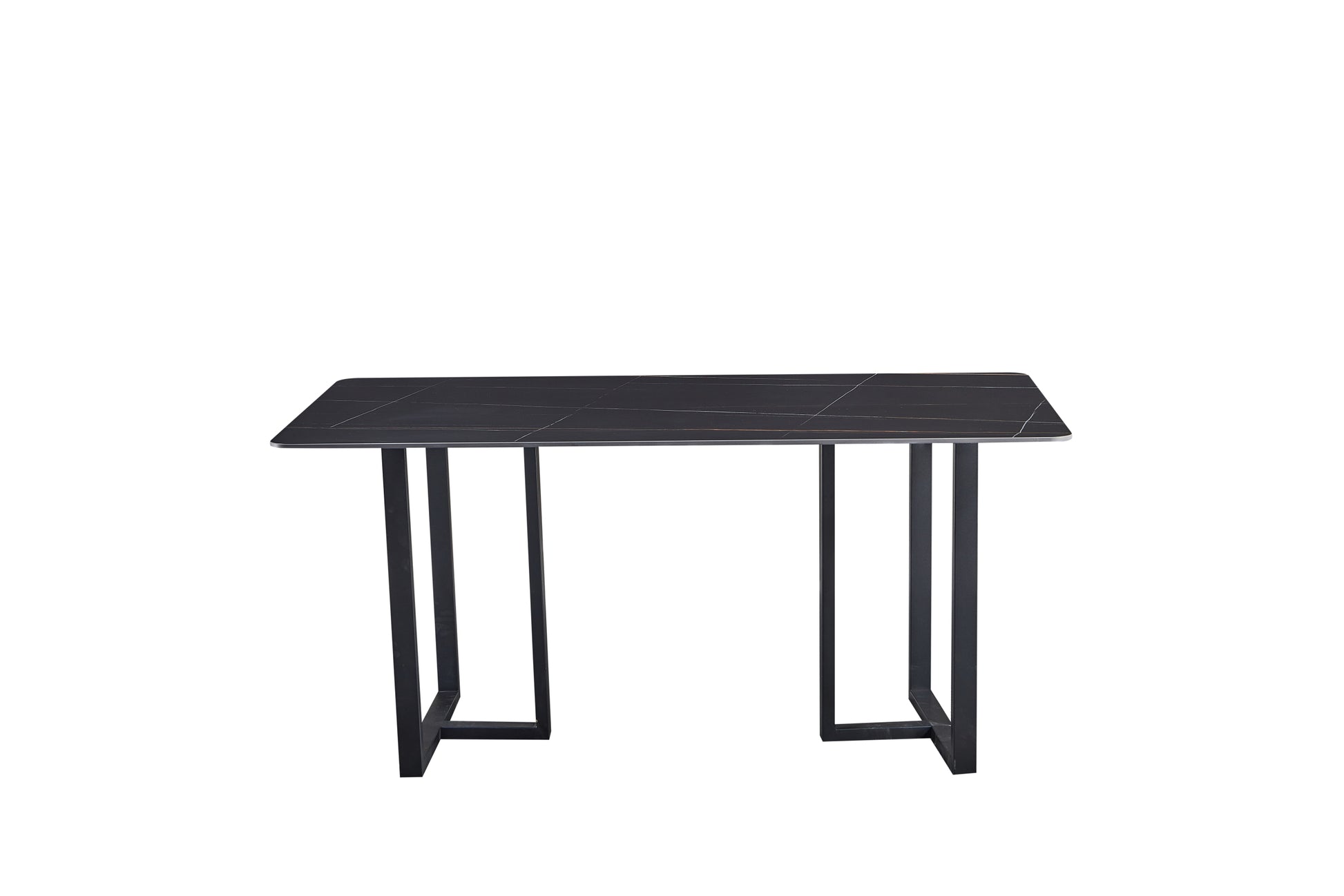 Carbon Steel Dining Table With Lauren Black Gold Stone Surface Supports Up To 64 Kg Excluding Chairs Black Gold Carbon Steel
