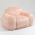 Bean Bag Chair Lazy Long Hair Sofa Bean Bag Chair Adult, Teen High Density Foam Filled Modern Focus Chair Comfortable Living Room, Bedroom Chair Pink Faux Fur