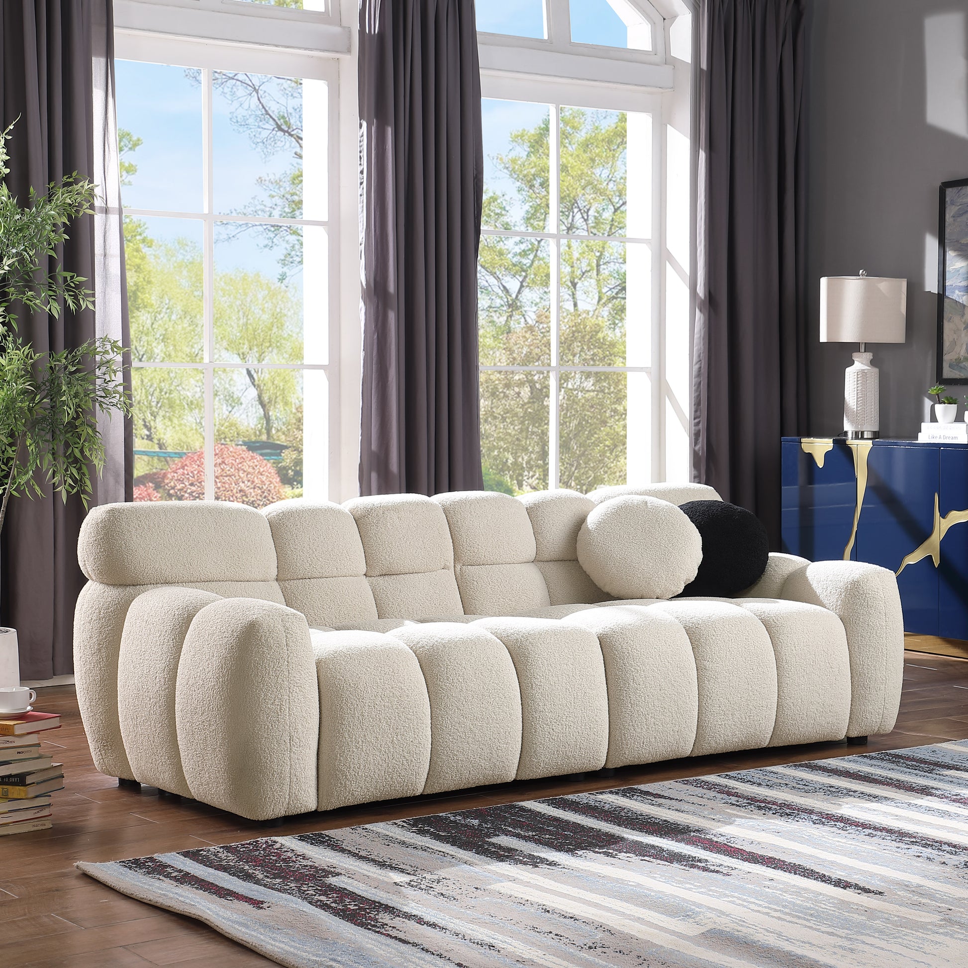 Sofa And Seater ,Human Body Structure For Usa People, Marshmallow Sofa,Boucle Sofa ,Beige Boucle Beige Light Brown Wood Primary Living Space Medium Soft Split Back Eucalyptus Rolled Arms Boucle 5