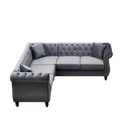 83.5 Inch Oversized Corner Sofa, L Shaped Sectional Couch,5 Seater Corner Sofas With 3 Pillows For Living Room, Bedroom, Apartment, Office Gray Foam Velvet