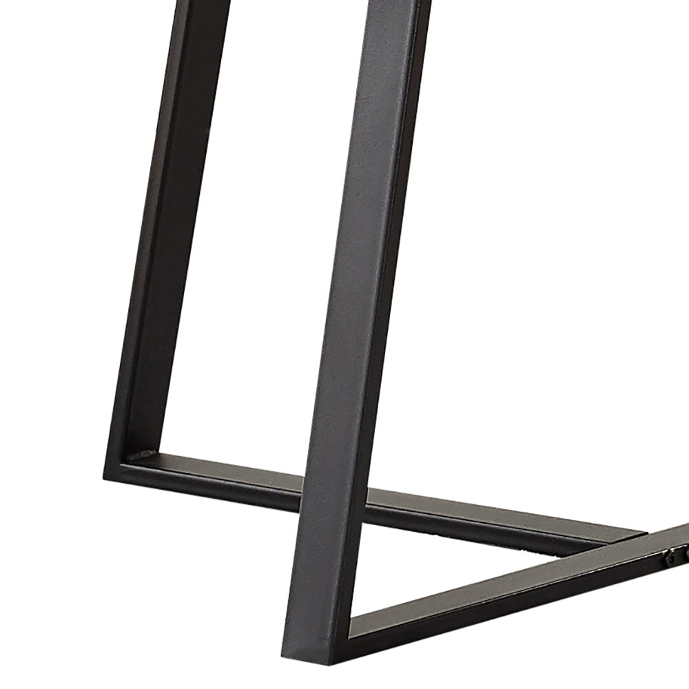 White Faux Marble And Matte Black Coffee Table White Primary Living Space Contemporary,Modern Round Coffee & End Tables Wood Trestle