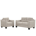 3 Piece Living Room Set Beige Linen