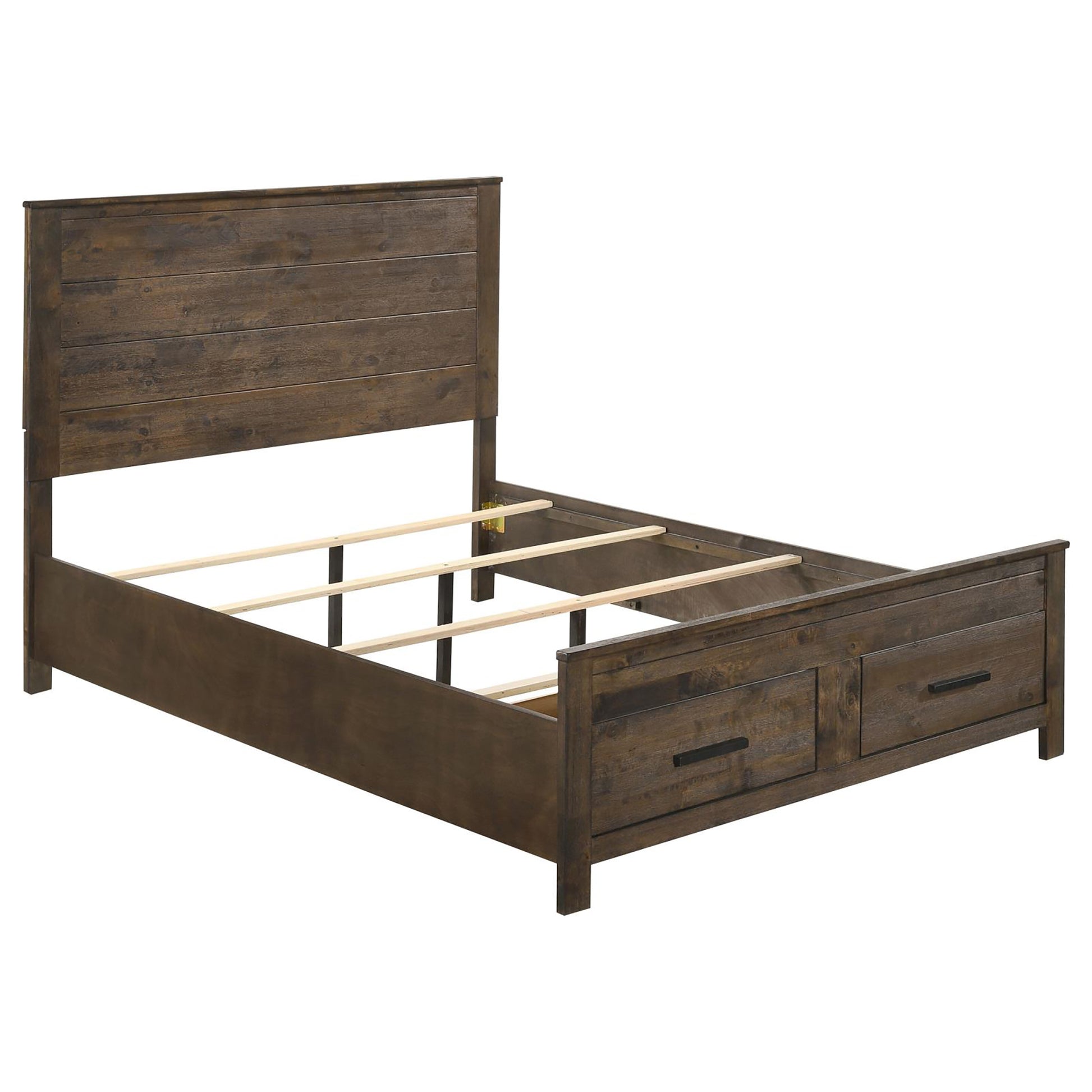 Rustic Golden Brown Queen Storage Bed Box Spring Not Required Queen Brown Wood Brown Bedroom Farmhouse,Rustic Rubberwood Storage Included Wood