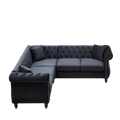 83.5 Inch Oversized Corner Sofa, L Shaped Sectional Couch,5 Seater Corner Sofas With 3 Pillows For Living Room, Bedroom, Apartment, Office Black Foam Velvet
