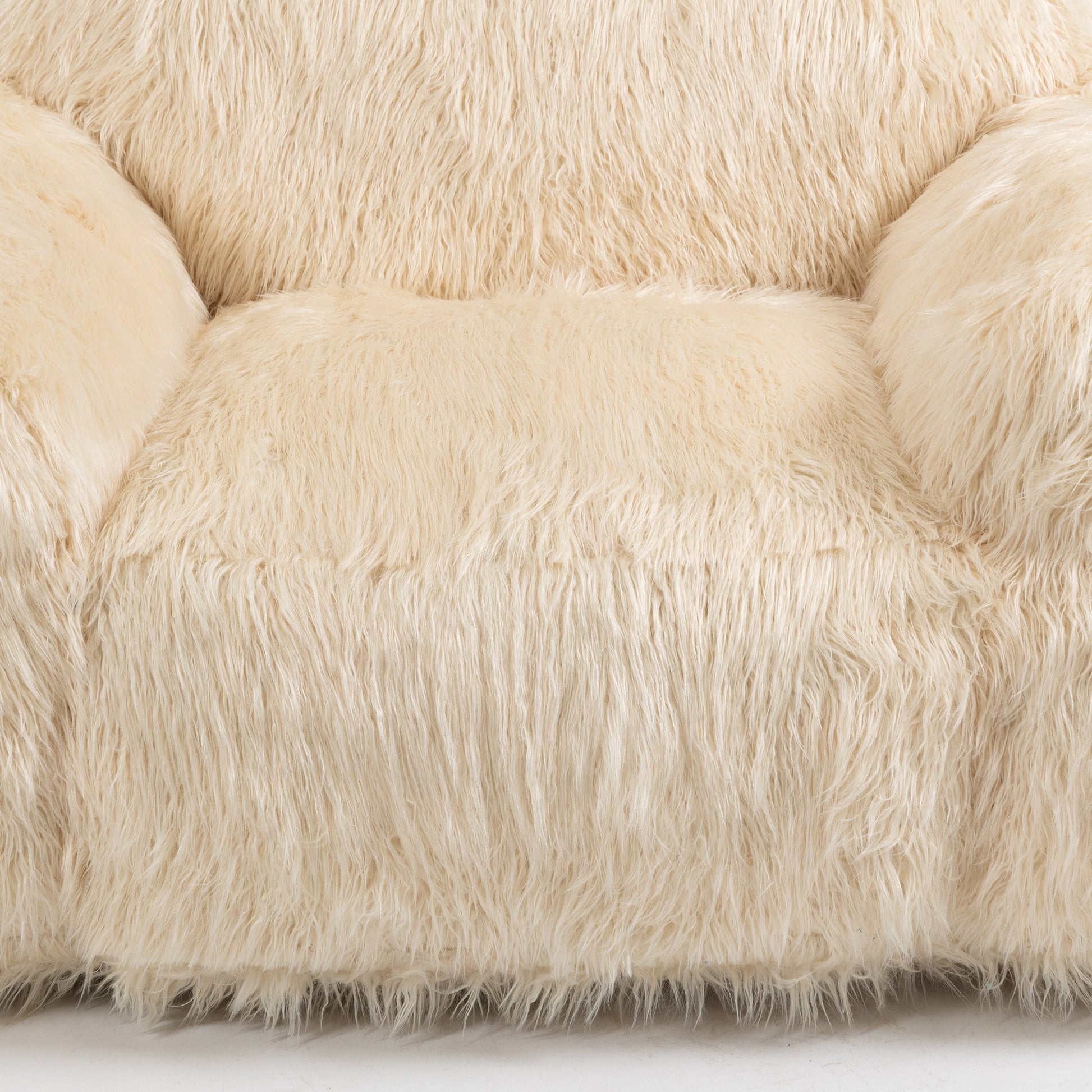 Bean Bag Chair Lazy Sofa Bean Bag Chair Adult, Teen High Density Foam Padded Modern Accent Chair Comfortable Living Room, Bedroom Chair Beige Faux Fur