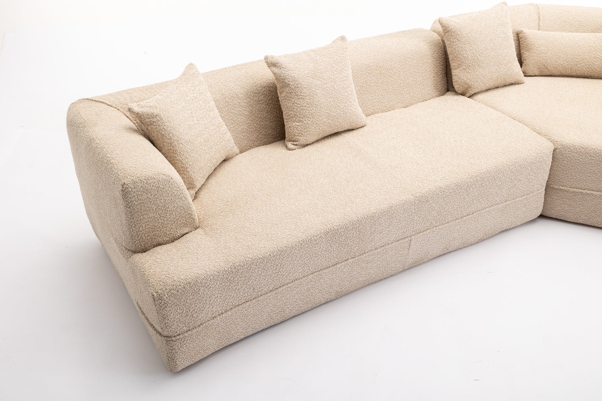 Modular Living Room Sofa Set, Modern Minimalist Style Sofa, Salon Upholstered Sleeper Sofa, 2 Pc Free Combination, Round Fiber Fabric, Anti Wrinkle Fabric, Brown Light Brown Polyester Primary Living Space Medium Soft Tight Back Flared Arms Fiber Foam