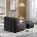 Fluffy Bean Bag Chair, Comfortable Bean Bag For Adults And Children, Super Soft Lazy Sofa Chair With Memory Foam And Ottoman, Indoor Modern Focus Bean Bag Chair For Living Room, Bedroom, Apartment Black Velvet