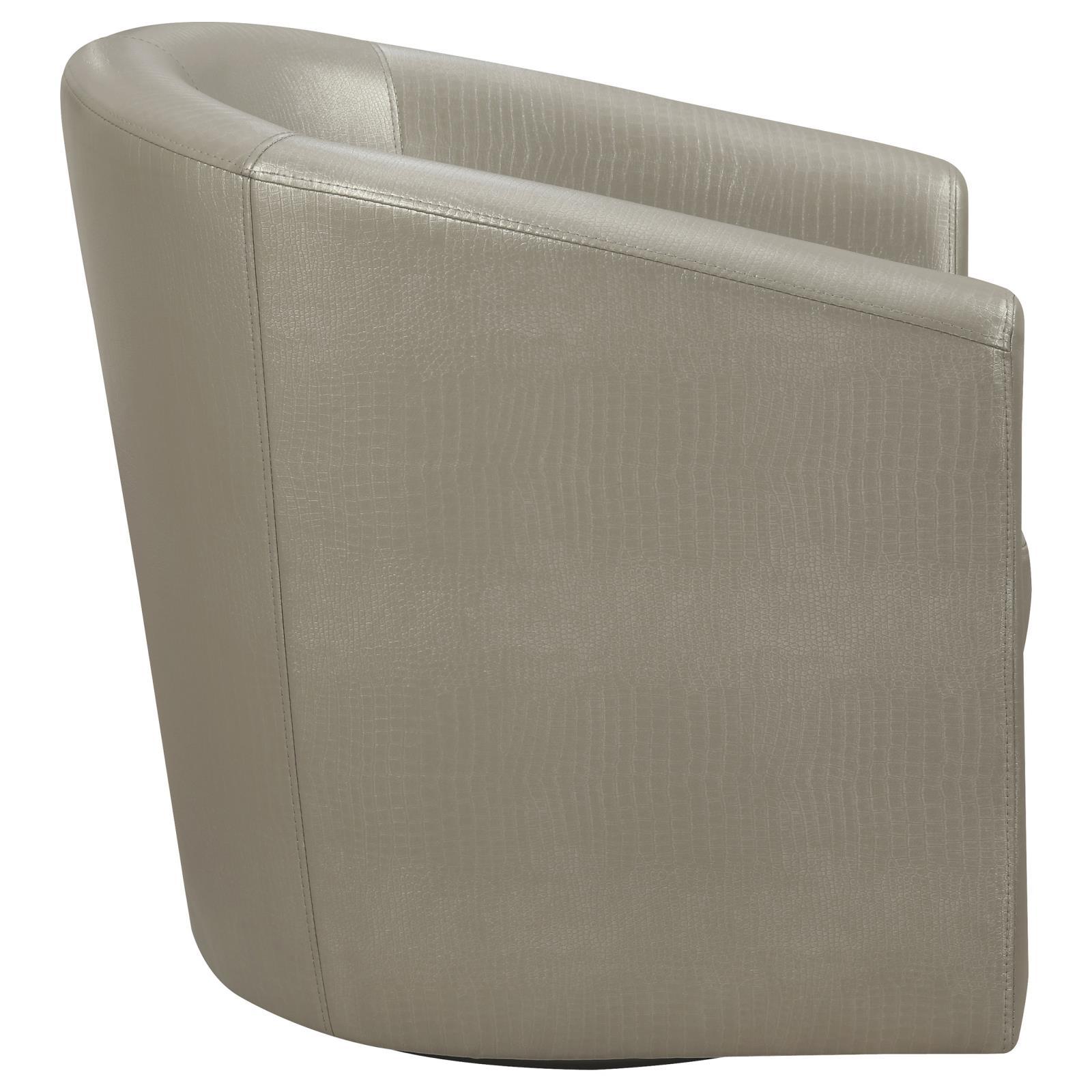 Champagne Swivel Armchair Grey Primary Living Space Contemporary,Modern Foam Faux Leather