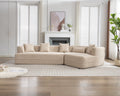 Modular Living Room Sofa Set, Modern Minimalist Style Sofa, Salon Upholstered Sleeper Sofa, 2 Pc Free Combination, Round Fiber Fabric, Anti Wrinkle Fabric, Brown Light Brown Polyester Primary Living Space Medium Soft Tight Back Flared Arms Fiber Foam
