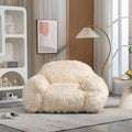 Bean Bag Chair Lazy Sofa Bean Bag Chair Adult, Teen High Density Foam Padded Modern Accent Chair Comfortable Living Room, Bedroom Chair Beige Faux Fur