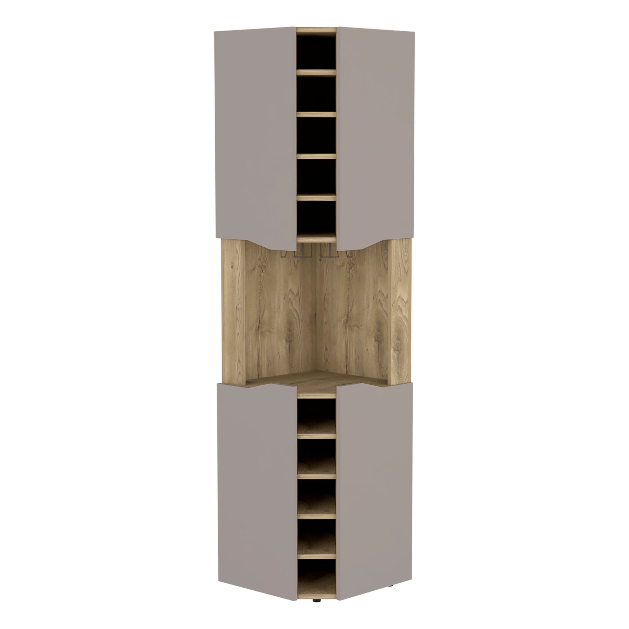 Corner Bar Cabinet Bell, Living Room, Aged Oak Taupe Taupe Particle Board Particle Board