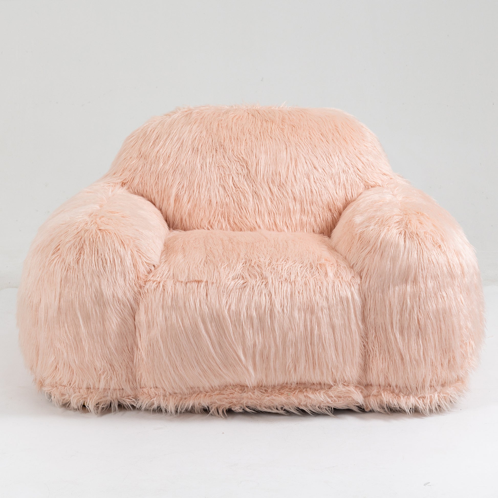 Bean Bag Chair Lazy Long Hair Sofa Bean Bag Chair Adult, Teen High Density Foam Filled Modern Focus Chair Comfortable Living Room, Bedroom Chair Pink Faux Fur