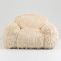 Bean Bag Chair Lazy Sofa Bean Bag Chair Adult, Teen High Density Foam Padded Modern Accent Chair Comfortable Living Room, Bedroom Chair Beige Faux Fur