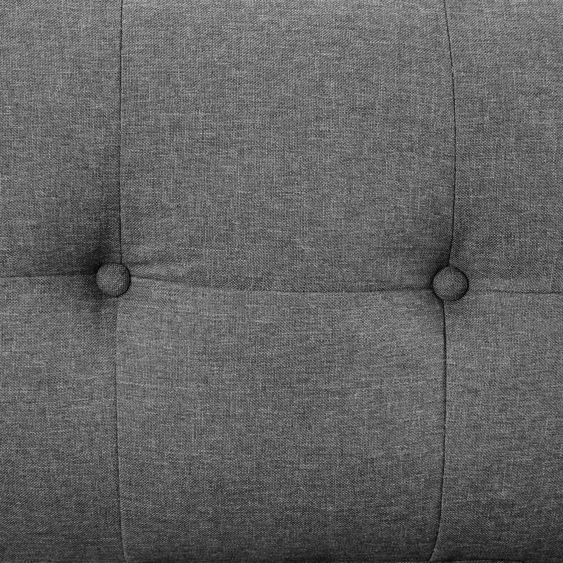 3 Piece Living Room Set With Tufted Cushions. Gray Linen