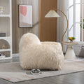 Bean Bag Chair Lazy Sofa Bean Bag Chair Adult, Teen High Density Foam Padded Modern Accent Chair Comfortable Living Room, Bedroom Chair Beige Faux Fur