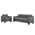 3 Piece Living Room Set With Tufted Cushions. Gray Linen