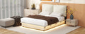 Full Size Upholstered Platform Bed With Sensor Light And Ergonomic Design Backrests, White White Upholstered