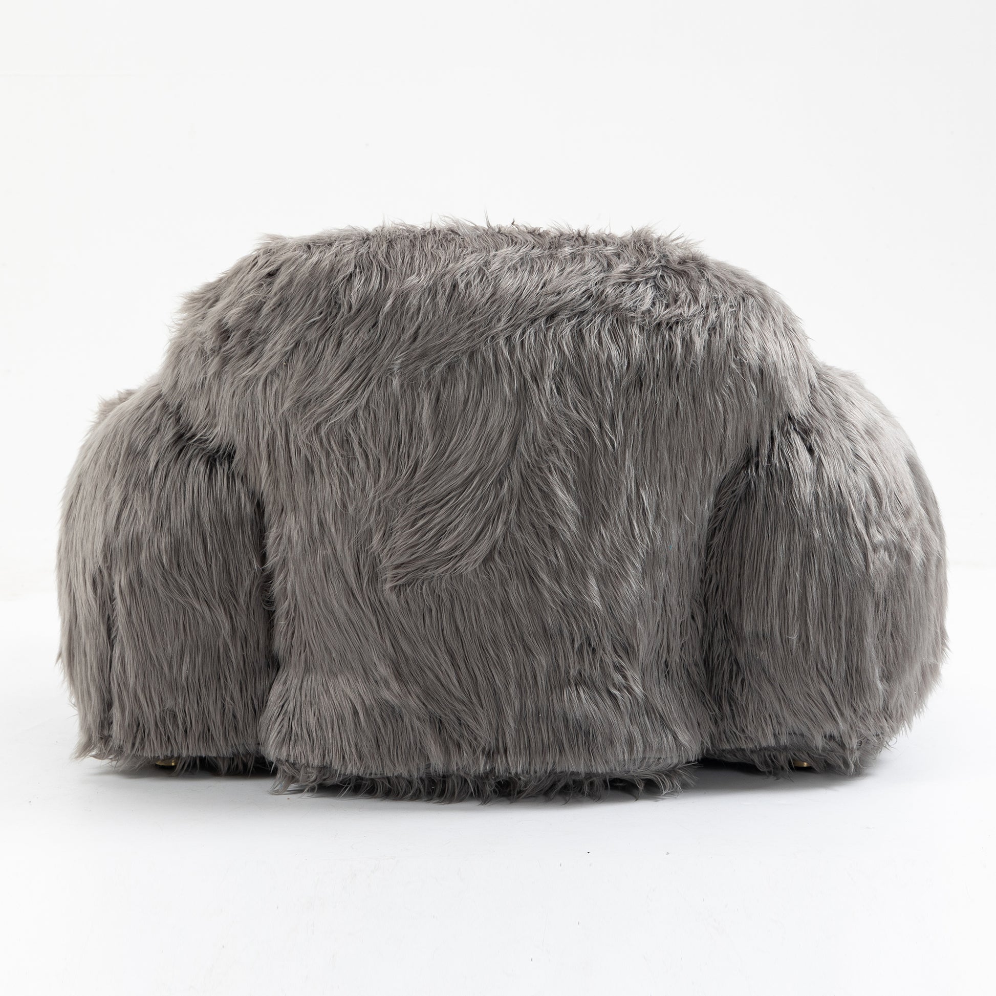 Bean Bag Chair Lazy Long Hair Sofa Bean Bag Chair Adult, Teen High Density Foam Filled Modern Focus Chair Comfortable Living Room, Bedroom Chair Grey Faux Fur