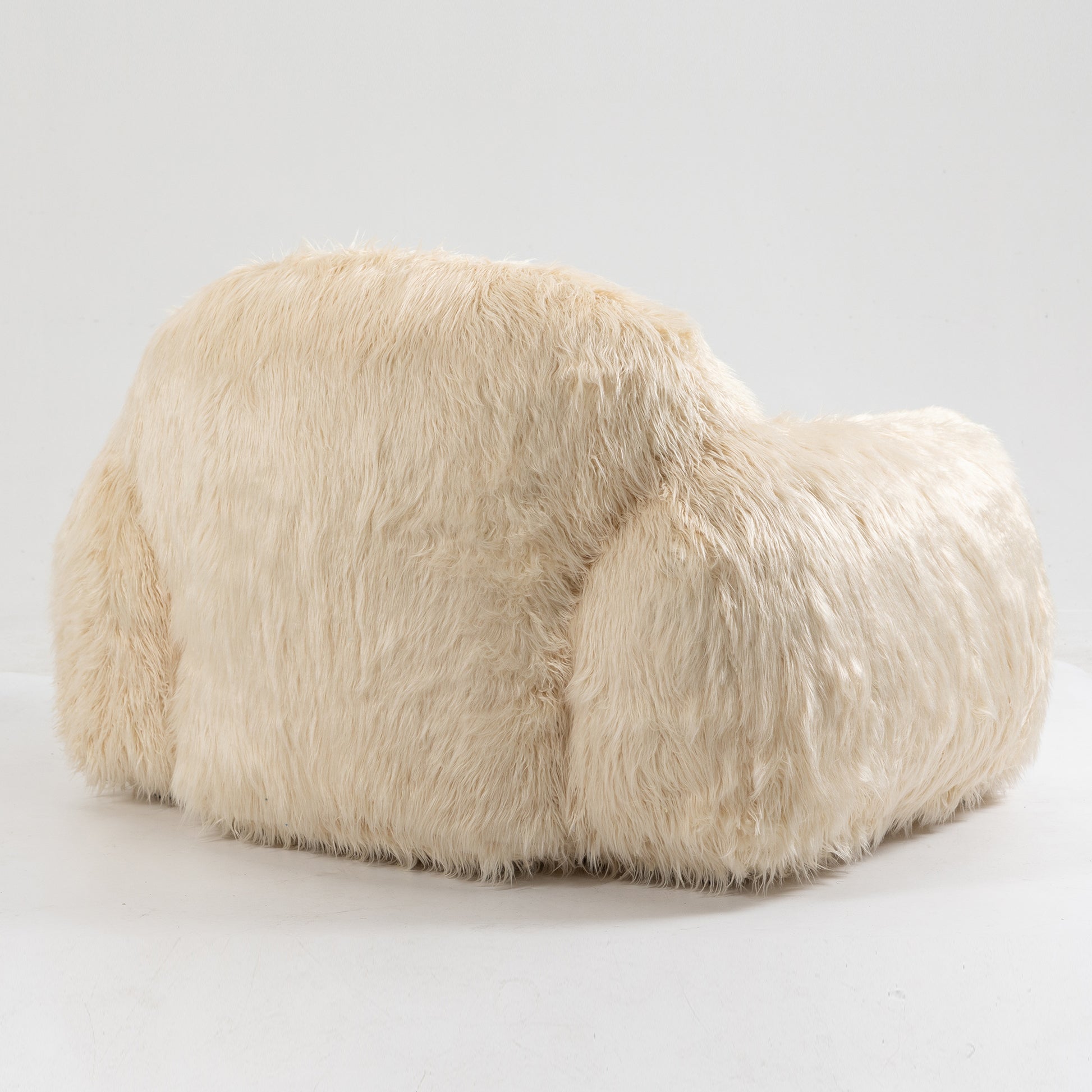 Bean Bag Chair Lazy Sofa Bean Bag Chair Adult, Teen High Density Foam Padded Modern Accent Chair Comfortable Living Room, Bedroom Chair Beige Faux Fur