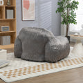 Bean Bag Chair Lazy Long Hair Sofa Bean Bag Chair Adult, Teen High Density Foam Filled Modern Focus Chair Comfortable Living Room, Bedroom Chair Grey Faux Fur