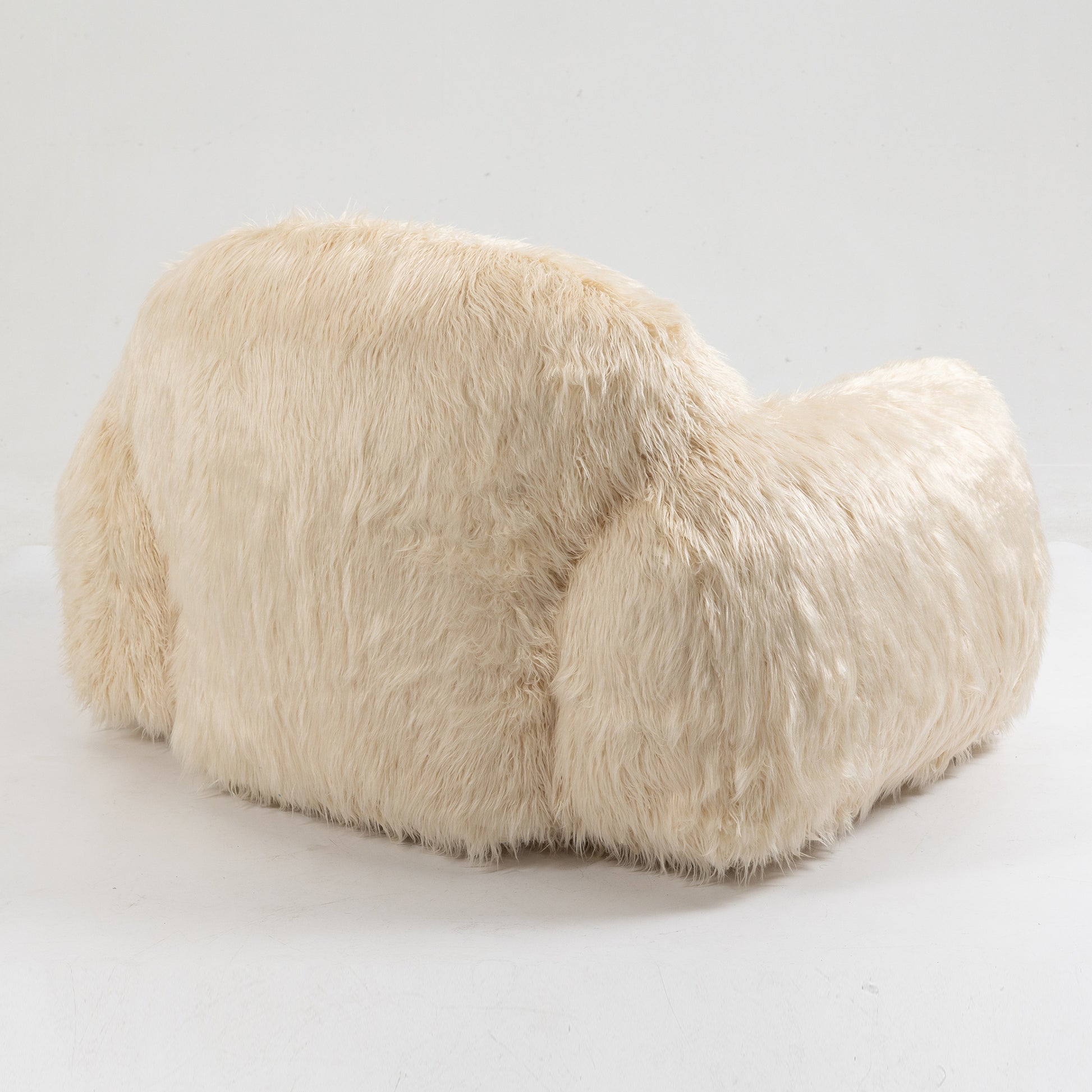 Bean Bag Chair Lazy Sofa Bean Bag Chair Adult, Teen High Density Foam Padded Modern Accent Chair Comfortable Living Room, Bedroom Chair Beige Faux Fur