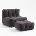 Fluffy Bean Bag Chair, Comfortable Bean Bag For Adults And Children, Super Soft Lazy Sofa Chair With Memory Foam And Ottoman, Indoor Modern Focus Bean Bag Chair For Living Room, Bedroom, Apartment Black Velvet