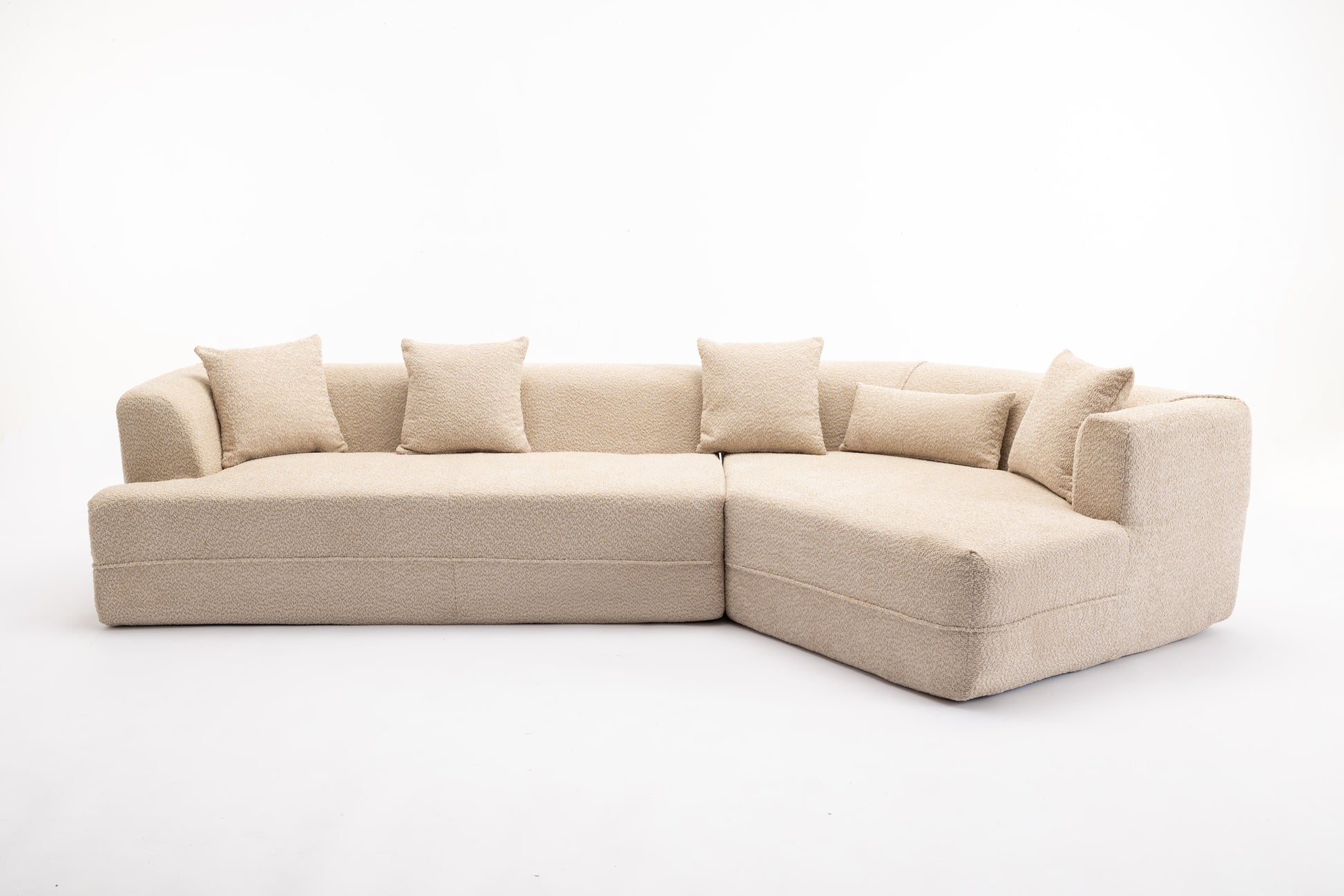 Modular Living Room Sofa Set, Modern Minimalist Style Sofa, Salon Upholstered Sleeper Sofa, 2 Pc Free Combination, Round Fiber Fabric, Anti Wrinkle Fabric, Brown Light Brown Polyester Primary Living Space Medium Soft Tight Back Flared Arms Fiber Foam