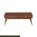 Retro Modern Style 1Pc Coffee Table With 2X Drawers Brown Finish Living Room Furniture Walnut Veneer Wooden Furniture Brown Brown Primary Living Space Modern,Retro Rectangular Drawers Coffee & End Tables Wood