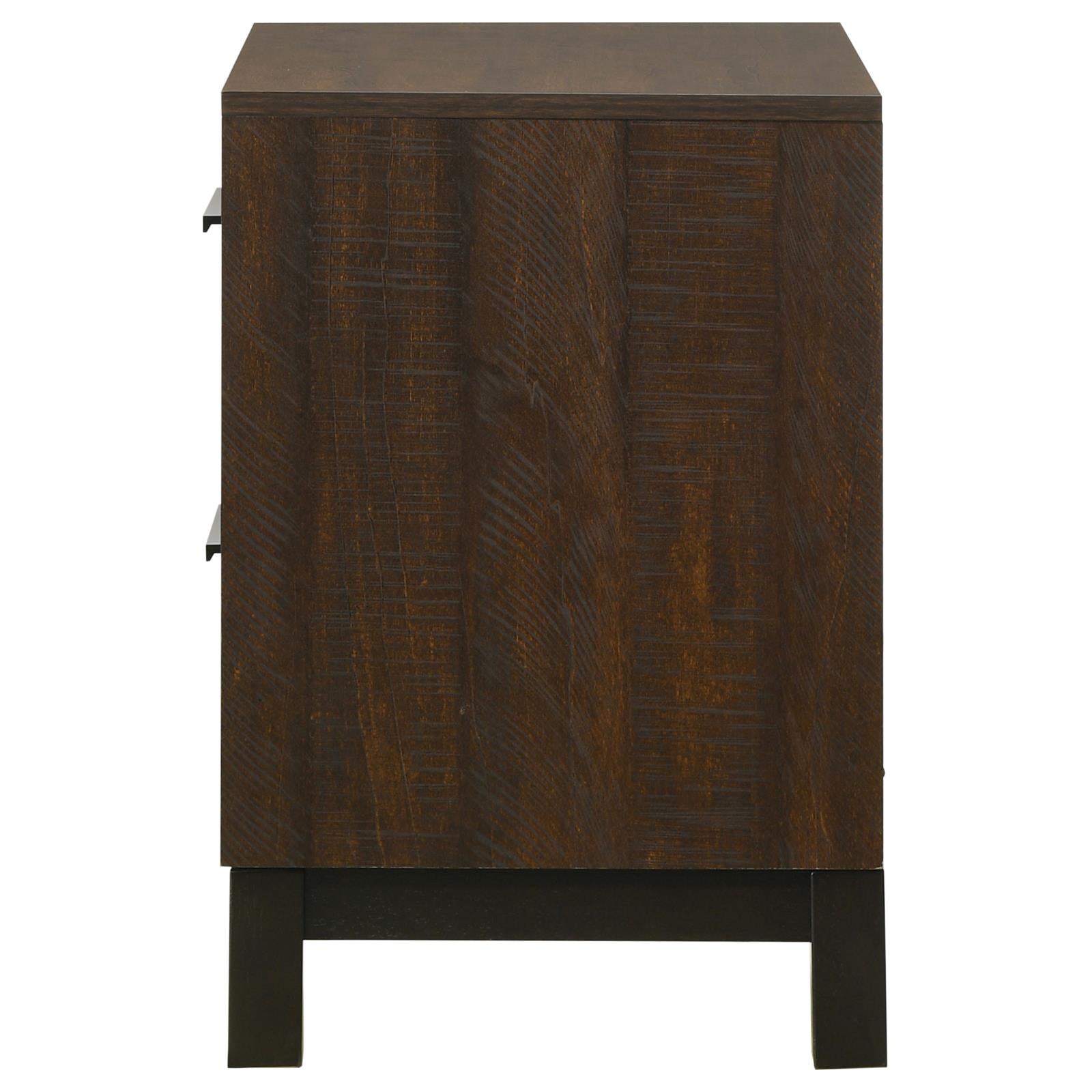 Rustic And Dark Bronze 2 Drawer Nightstand Brown Brown 2 Drawers Bedroom Drawer Storage Farmhouse,Rustic Rubberwood Drawers Wood