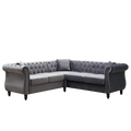 83.5 Inch Oversized Corner Sofa, L Shaped Sectional Couch,5 Seater Corner Sofas With 3 Pillows For Living Room, Bedroom, Apartment, Office Gray Foam Velvet