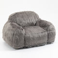Bean Bag Chair Lazy Long Hair Sofa Bean Bag Chair Adult, Teen High Density Foam Filled Modern Focus Chair Comfortable Living Room, Bedroom Chair Grey Faux Fur