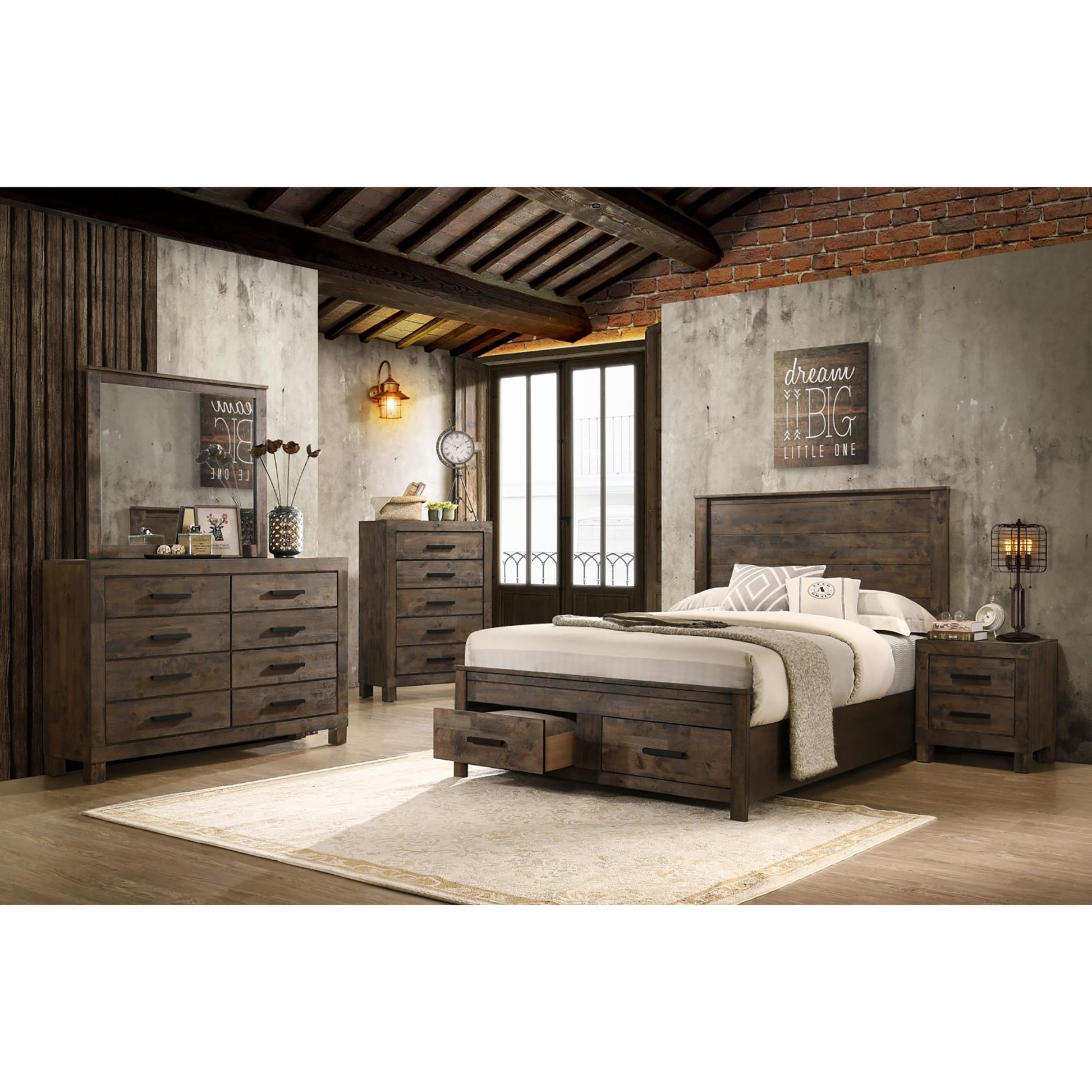 Rustic Golden Brown Queen Storage Bed Box Spring Not Required Queen Brown Wood Brown Bedroom Farmhouse,Rustic Rubberwood Storage Included Wood