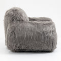 Bean Bag Chair Lazy Long Hair Sofa Bean Bag Chair Adult, Teen High Density Foam Filled Modern Focus Chair Comfortable Living Room, Bedroom Chair Grey Faux Fur