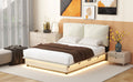 Full Size Upholstered Platform Bed With Sensor Light And Ergonomic Design Backrests, White White Upholstered