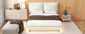 Full Size Upholstered Platform Bed With Sensor Light And Ergonomic Design Backrests, White White Upholstered