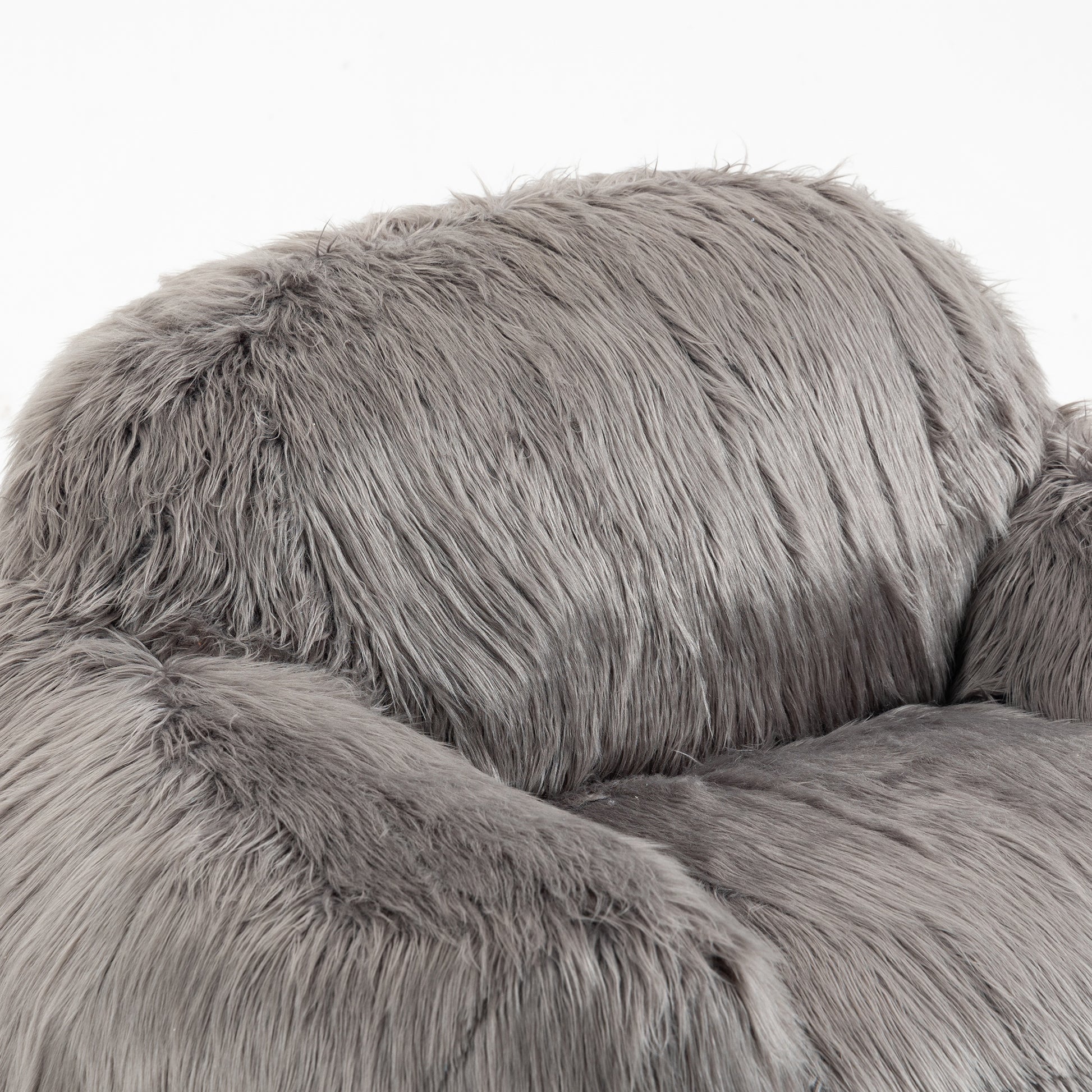 Bean Bag Chair Lazy Long Hair Sofa Bean Bag Chair Adult, Teen High Density Foam Filled Modern Focus Chair Comfortable Living Room, Bedroom Chair Grey Faux Fur