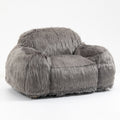 Bean Bag Chair Lazy Long Hair Sofa Bean Bag Chair Adult, Teen High Density Foam Filled Modern Focus Chair Comfortable Living Room, Bedroom Chair Grey Faux Fur