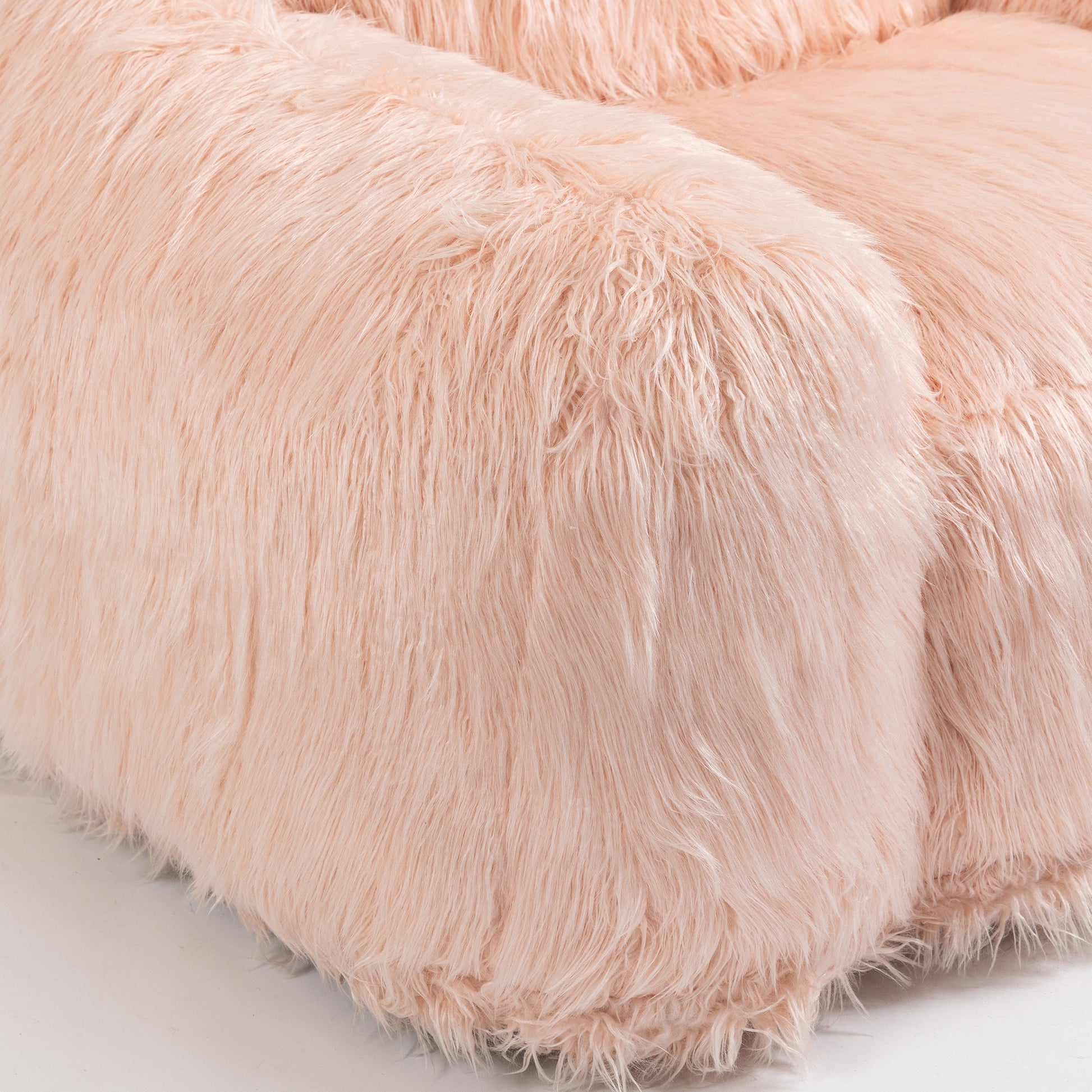 Bean Bag Chair Lazy Long Hair Sofa Bean Bag Chair Adult, Teen High Density Foam Filled Modern Focus Chair Comfortable Living Room, Bedroom Chair Pink Faux Fur