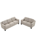 3 Piece Living Room Set Beige Linen