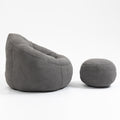 Bedding Bean Bag Sofa Chair High Pressure Foam Bean Bag Chair Adult Material With Padded Foam Padding Compressed Bean Bag With Footrest Grey Microfiber