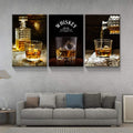 3 Panels Framed Canvas Whiskey Wall Art Decor,3 Pieces Mordern Canvas Painting Decoration Painting For Chrismas Gift, Office,Dining Room,Living Room, Bathroom, Bedroom Decor Ready To Hang Rectangle