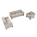 3 Piece Living Room Set Beige Linen
