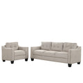 3 Piece Living Room Set Beige Linen