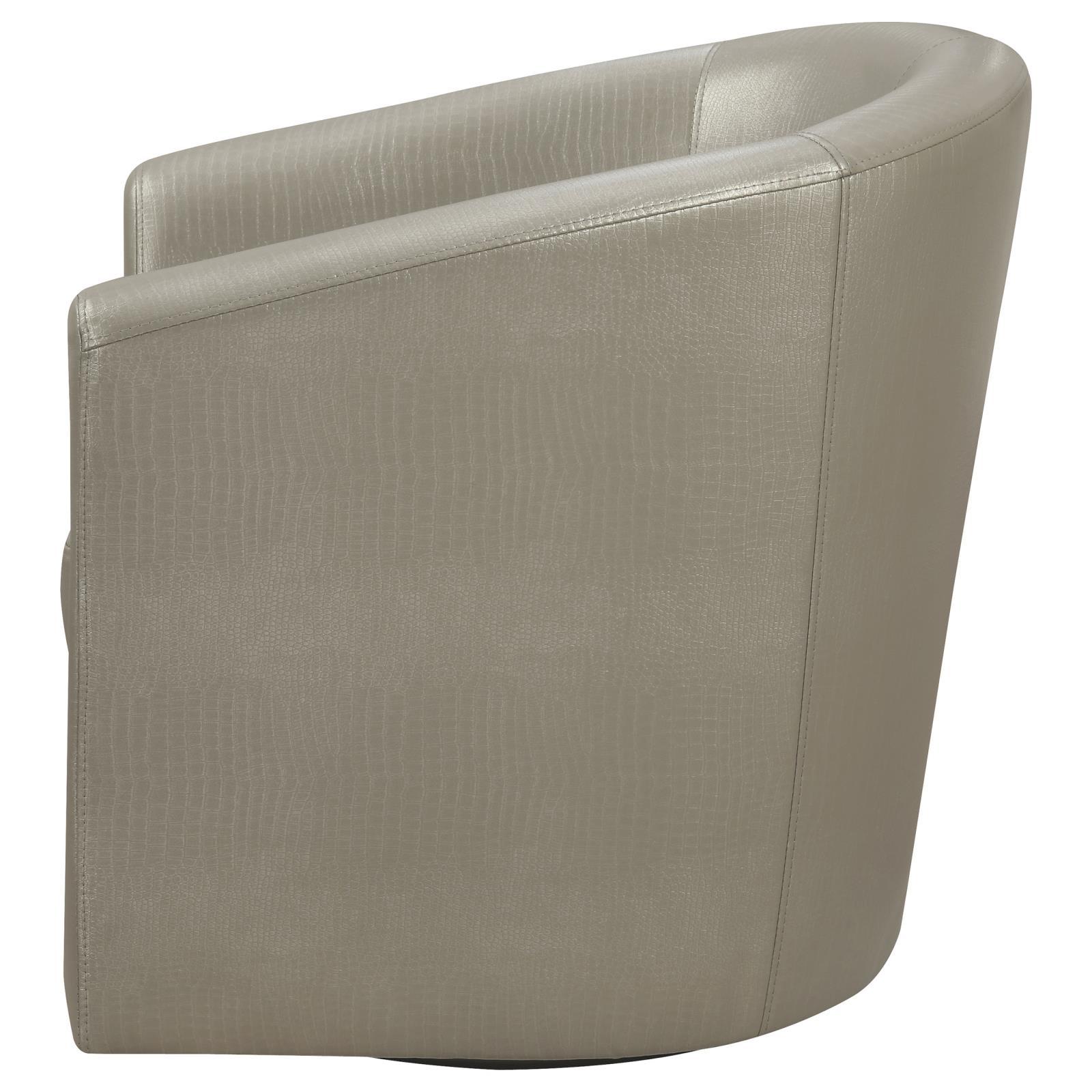 Champagne Swivel Armchair Grey Primary Living Space Contemporary,Modern Foam Faux Leather
