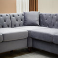 83.5 Inch Oversized Corner Sofa, L Shaped Sectional Couch,5 Seater Corner Sofas With 3 Pillows For Living Room, Bedroom, Apartment, Office Gray Foam Velvet