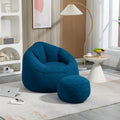 Bedding Bean Bag Sofa Chair High Pressure Foam Bean Bag Chair Adult Material With Padded Foam Padding Compressed Bean Bag With Footrest Blue Microfiber