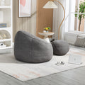 Bedding Bean Bag Sofa Chair High Pressure Foam Bean Bag Chair Adult Material With Padded Foam Padding Compressed Bean Bag With Footrest Grey Microfiber