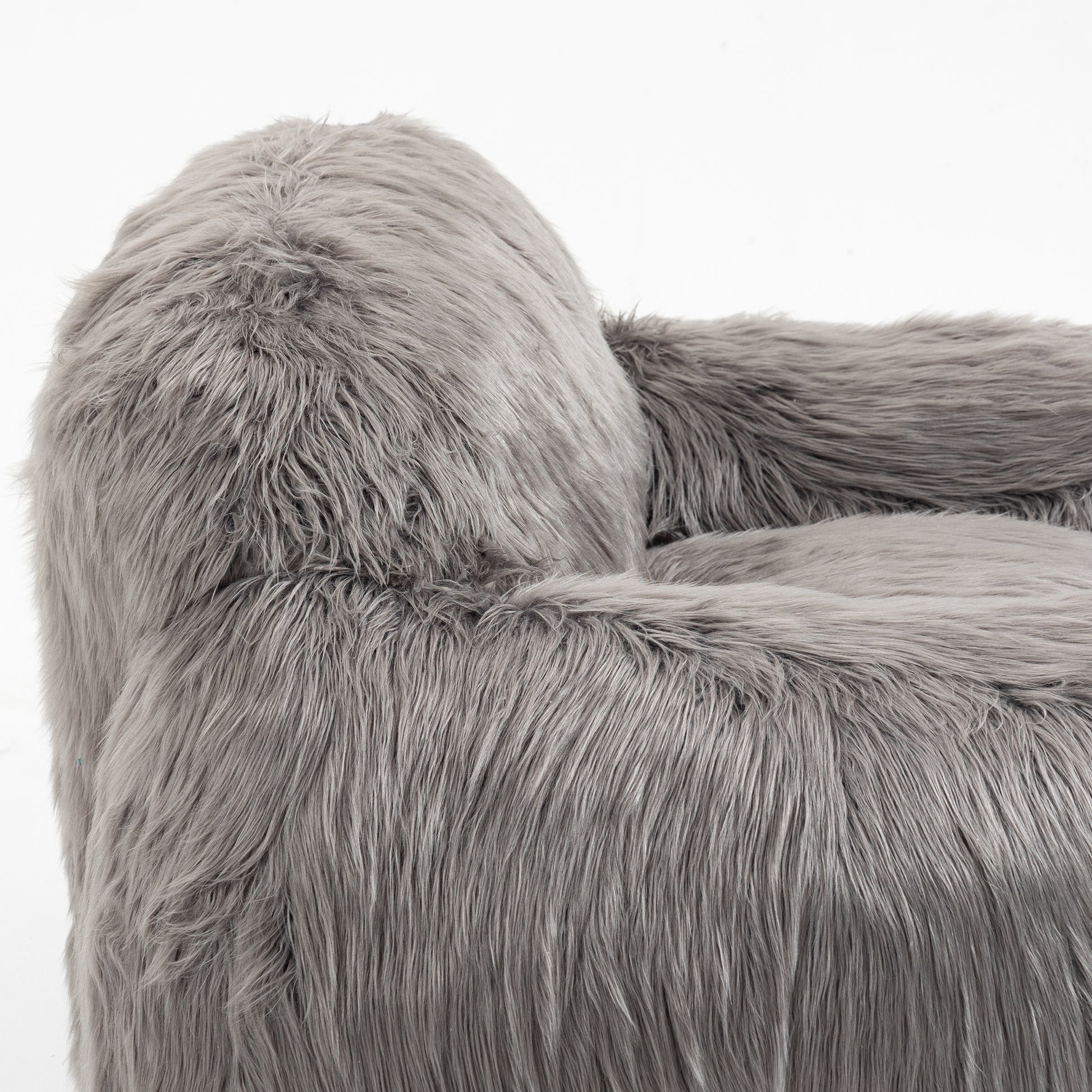 Bean Bag Chair Lazy Long Hair Sofa Bean Bag Chair Adult, Teen High Density Foam Filled Modern Focus Chair Comfortable Living Room, Bedroom Chair Grey Faux Fur