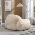 Bean Bag Chair Lazy Sofa Bean Bag Chair Adult, Teen High Density Foam Padded Modern Accent Chair Comfortable Living Room, Bedroom Chair Beige Faux Fur