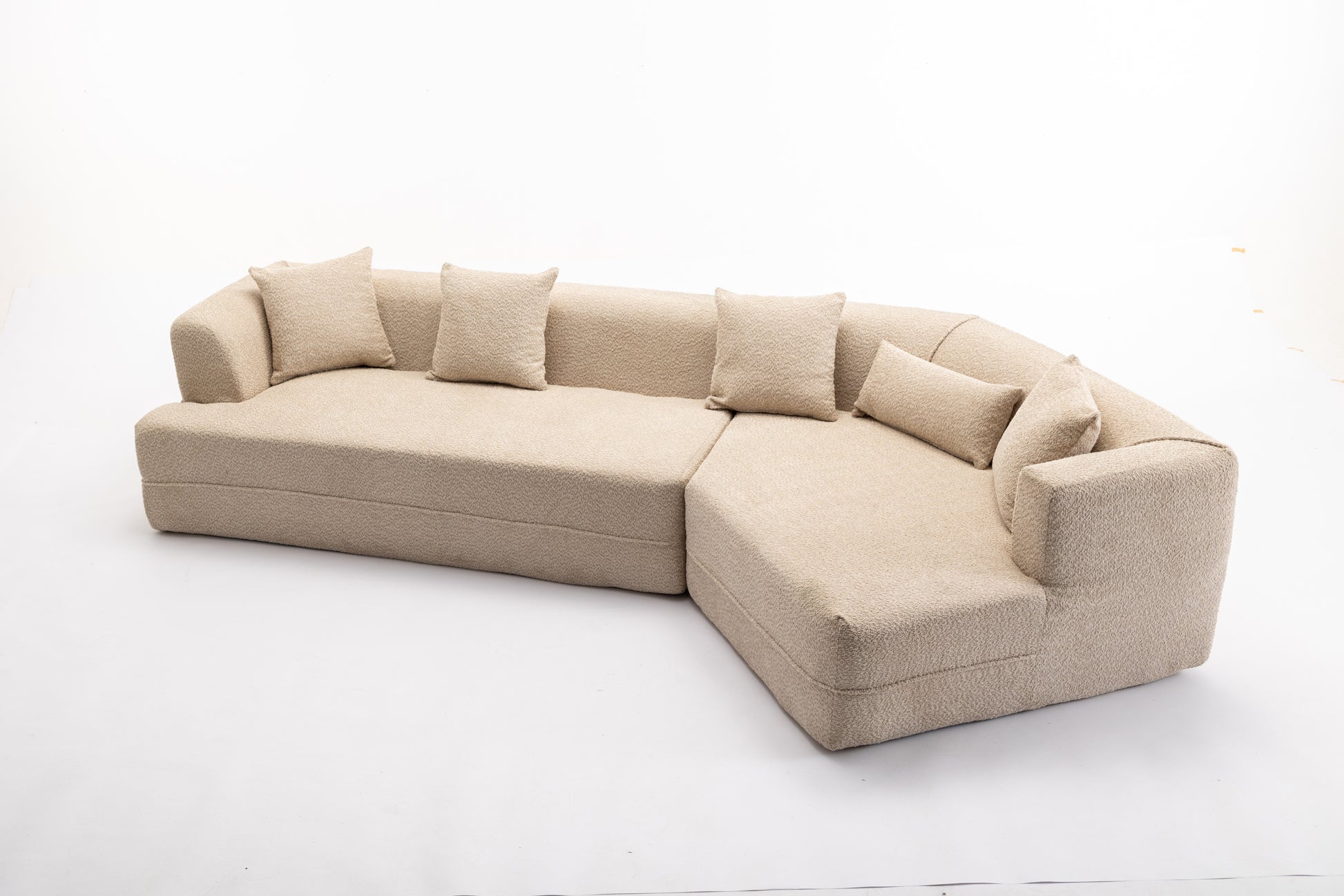 Modular Living Room Sofa Set, Modern Minimalist Style Sofa, Salon Upholstered Sleeper Sofa, 2 Pc Free Combination, Round Fiber Fabric, Anti Wrinkle Fabric, Brown Light Brown Polyester Primary Living Space Medium Soft Tight Back Flared Arms Fiber Foam